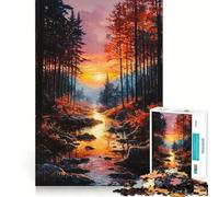 Jigsaw Puzzles for Adults 1000 Autumn Forest Sunset Painting Landscape Perfect Cut Fun Mind Exercise Toy Peaceful Play Fun Birthday Fun Gift (50x75cm)