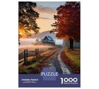 Jigsaw Puzzles for Adults 1000 Autumn Road to Peaceful Cabin Jigsaw for Adults Relaxing Games Presents for Women Challenging To Complete 70x50cm/1000pcs