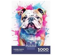 Jigsaw Puzzles for Adults 1000 Baby Bulldog Watercolor Adult Jigsaw Puzzle Toy Wall Decor Difficult Challenge Educational Challenge 38x26cm/1000pcs