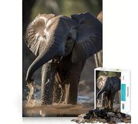 Jigsaw Puzzles for Adults 1000 Baby Elephant Is Playing Perfect Cut Fun Mind Exercise Toy Peaceful Play Fun Birthday Fun Gift (38x26cm)