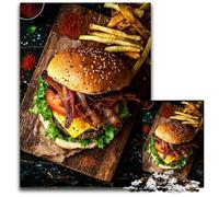 Jigsaw Puzzles for Adults 1000 Bacon Cheeseburger with Fries Impossible Jigsaw Puzzles for Adults for Home Decor Ideal Christmas & New Year Gift for Teenagers 1000 PCS(38x26cm)