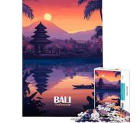 Jigsaw Puzzles for Adults 1000 Bali, Indonesia Sunset Illustration Relaxing Games Brain Intelligence Challenge Addictive Toys Great Gifts Family Activities (Size 38x26cm)