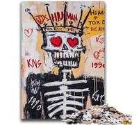 Jigsaw Puzzles for Adults 1000 Basquiat-style Skeleton King Educational Games Home Decoration Educational Game for Birthday, Chrismas 38x26cm