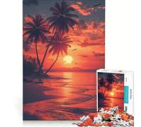 Jigsaw Puzzles for Adults 1000 Beach Sunset Landscape, Toy Wall Decor, Home Art Decor, with Fully Interlocking Randomly Shaped Pieces 50x75cm