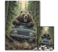 Jigsaw Puzzles for Adults 1000 Bear Behind The WheelWooden Jigsaw Puzzles for Adults Interactive Family Game Brain Challenge Educational Toy 1000 PCS(75x50cm)