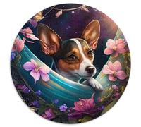 Jigsaw Puzzles for Adults 1000 Beautiful Rat Terrier Round Jigsaws 1000 Pieces for Adults Brain Teaser Game, Interactive Family Game, Suitable for Ages 14+ 1000pcs (67.5x67.5cm)