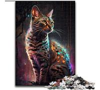 Jigsaw Puzzles for Adults 1000 Bengal Cat Painting Difficult Puzzles for Adults Adult & Family Activity, DIY Home Decor Gift size 38x26cm