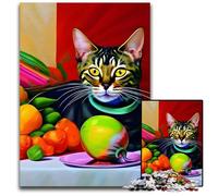 Jigsaw Puzzles for Adults 1000 Bengal Cat with Fruits Paper Jigsaw Puzzles for Adults Home Activity for Holidays Birthdays And Family Game Nights 1000 PCS(38x26cm)