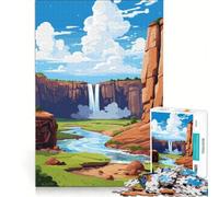 Jigsaw Puzzles for Adults 1000 Big Bend Ouzoud, Toy Wall Decor, Home Art Decor, with Fully Interlocking Randomly Shaped Pieces 38x26cm