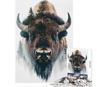 Jigsaw Puzzles for Adults 1000 Bison And Forest Double Exposure Puzzle For Teenagers Stress Reliever Every Piece Is Unique - for Is Ideal As A Gifts (38x26cm)