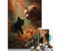 Jigsaw Puzzles for Adults 1000 Black Cat And Brown Bear Teenager Puzzles,family Fun Games Is Ideal As A Gift for The Whole Family (size 75x50cm)