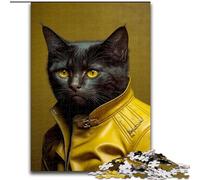 Jigsaw Puzzles for Adults 1000 Black Cat in Yellow 1000-Piece Jigsaw Puzzle Brain Teaser Game for Teenagers, for Family Game Night (Size 26x38cm)