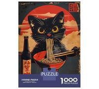 Jigsaw Puzzles for Adults 1000 Black Cat Ramen Puzzle for Adults Anti-Stress Toys Improve Memory Gifts for Friends And Family 38x26cm/1000pcs