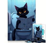 Jigsaw Puzzles for Adults 1000 Black Cat Reading Newspaper Sharp Joint Play, Thinking Fun Game, Calm Fun Time, Christmas Leisure Art (50x75cm)