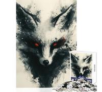 Jigsaw Puzzles for Adults 1000 Black Kitsune Fox Painting Educational Toy Art Work Gift Educational Game Artists' Collection, Fine Arts Size 38x26cm