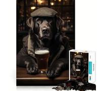 Jigsaw Puzzles for Adults 1000 Black Labrador at The Pub Sharp Joint Play, Thinking Fun Game, Calm Fun Time, Christmas Leisure Art (50x75cm)