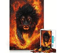 Jigsaw Puzzles for Adults 1000 Black Lion Emerging Flames Sharp Joint Play, Thinking Fun Game, Calm Fun Time, Christmas Leisure Art (38x26cm)