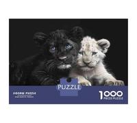 Jigsaw Puzzles for Adults 1000 Black Panther Cub White Lion Puzzle for Adults Anti-Stress Toys Improve Memory Gifts for Friends And Family 38x26cm/1000pcs