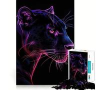 Jigsaw Puzzles for Adults 1000 Black Panther Neon Animal Sharp Joint Play, Thinking Fun Game, Calm Fun Time, Christmas Leisure Art (38x52cm)