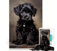 Jigsaw Puzzles for Adults 1000 Black Poodle Puppy Sharp Joint Play, Thinking Fun Game, Calm Fun Time, Christmas Leisure Art (50x75cm)