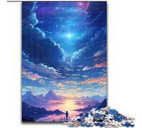 Jigsaw Puzzles for Adults 1000 Black Sky with Rainbow Clouds Made of Wood, Toys Gift Educational Intellectual Decompressing Fun Family Game 50x75cm for Family Interactive Game