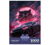 Jigsaw Puzzles for Adults 1000 Black Supercar Wolf Adult Jigsaw Puzzle Toy Wall Decor Difficult Challenge Educational Challenge 38x26cm/1000pcs