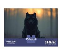 Jigsaw Puzzles for Adults 1000 Black Wolf with Glowing Eyes Adult Jigsaw Puzzle Hands-on Game Precision Cutting Gifts for Friends And Family 70x50cm/1000pcs