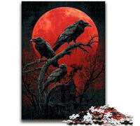 Jigsaw Puzzles for Adults 1000 Blood Moon Crow Adult Puzzles,Toys Educational Games Stress Relieving Unique Birthday And Gifts (38x26cm)
