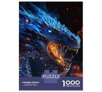 Jigsaw Puzzles for Adults 1000 Blue Dragon Fire Breath Adult Jigsaw Brain Teaser Game Analysis And Logic Challenging To Complete 38x26cm/1000pcs
