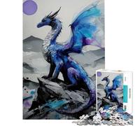 Jigsaw Puzzles for Adults 1000 Blue Dragon on Mountain Peak Fun at Home Activities, Home Art Decor Practical Game for And from 14 Years And over (38x26cm)