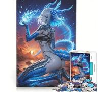 Jigsaw Puzzles for Adults 1000 Blue Dragon Woman, Toy Wall Decor, Home Art Decor, with Fully Interlocking Randomly Shaped Pieces 50x75cm