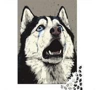 Jigsaw Puzzles for Adults 1000 Blue-Eyed Husky Art Print Adult Jigsaw Brain Teaser Game Analysis And Logic Challenging To Complete 52x38cm/1000pcs