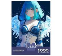 Jigsaw Puzzles for Adults 1000 Blue-haired Angel with Tattoos Anime Girl Gaming Puzzles for Adults DIY Toys Pattern Assembly Gifts for Friends And Family 38x26cm/1000pcs