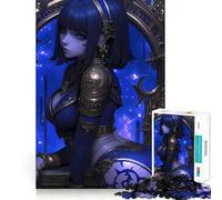 Jigsaw Puzzles for Adults 1000 Blue-Haired Anime Warrior Anime Girl Gaming Sharp Joint Play, Thinking Fun Game, Calm Fun Time, Christmas Leisure Art (38x52cm)