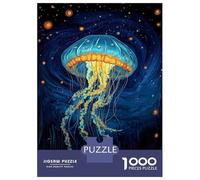 Jigsaw Puzzles for Adults 1000 Blue Jellyfish in Night Sky Adult Jigsaw Puzzle Hands-on Game Precision Cutting Gifts for Friends And Family 70x50cm/1000pcs