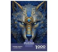 Jigsaw Puzzles for Adults 1000 Blue Neon Wolf Puzzles for Adults DIY Toys Pattern Assembly Gifts for Friends And Family 38x26cm/1000pcs