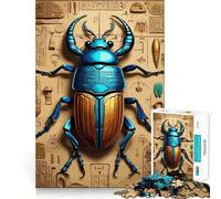 Jigsaw Puzzles for Adults 1000 Blue Scarab Beetle on Papyrus Sharp Joint Play, Thinking Fun Game, Calm Fun Time, Christmas Leisure Art (38x52cm)