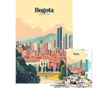 Jigsaw Puzzles for Adults 1000 Bogota Colombia Cityscape Illustration Relaxing Games Brain Intelligence Challenge Addictive Toys Great Gifts Family Activities (Size 38x52cm)