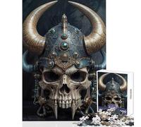 Jigsaw Puzzles for Adults 1000 Bold Nordic Warrior Skull Toy Wall Decor Secret Santa Gifts Relaxing Games Artists' Collection, Fine Arts Size 38x52cm