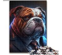 Jigsaw Puzzles for Adults 1000 Boss Bulldog Made of Wood, Idea, Humorous Artwork, Detailed Artwork 50x75cm Birthday Party for Men Women