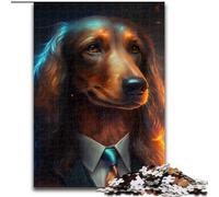 Jigsaw Puzzles for Adults 1000 Boss Doberman Made of Wood, Gift DIY Fun Suitable for Home Living Room Office Decoration 50x75cm for Family Interactive Game
