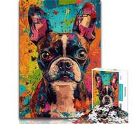 Jigsaw Puzzles for Adults 1000 Boston Terrier Dog Teenager Puzzles,Challenging Game for Is Ideal As A Gift for The Whole Family 38x26cm