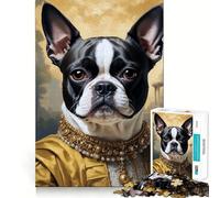 Jigsaw Puzzles for Adults 1000 Boston Terrier Portrait in Renaissance Style Sharp Joint Play, Thinking Fun Game, Calm Fun Time, Christmas Leisure Art (38x26cm)