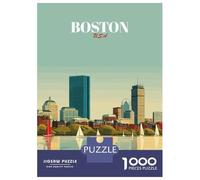Jigsaw Puzzles for Adults 1000 Boston USA Skyline Art Puzzle for Adults Relaxing Games But Fun And Humorous Challenging To Complete 52x38cm/1000pcs