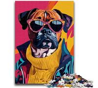 Jigsaw Puzzles for Adults 1000 Boxer Dog Educational Family Game Deal As Gifts for The Whole Family for And Age 14 Years Up 26x38cm