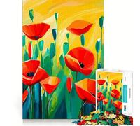 Jigsaw Puzzles for Adults 1000 Bright Poppies in A Field Exact Edge Art Focus Building Toy Cozy Time Game Christmas Wall Art (50x75cm)