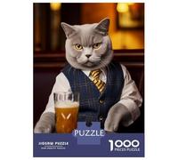 Jigsaw Puzzles for Adults 1000 British Shorthair Cat Pub Jigsaw Puzzle Brain Teaser Game But Fun And Humorous Great Gift for Gaming 52x38cm/1000pcs