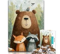 Jigsaw Puzzles for Adults 1000 Brown Bear Fox Raccoon Puzzles for Teenagers,Challenging Game for Is Ideal As A Gift for The Whole Family 26x38cm