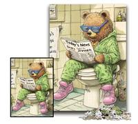 Jigsaw Puzzles for Adults 1000 Brown Bear Go Toilet Challenging Puzzles 26x38 cm Educational Toy for Teenagers, Home Office Decor