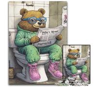 Jigsaw Puzzles for Adults 1000 Brown Bear Go Toilet Puzzles for Adults for Home Decor, Ideal Christmas & New Year Gift for Teenagers 50x75CM/19.68x29.52inch